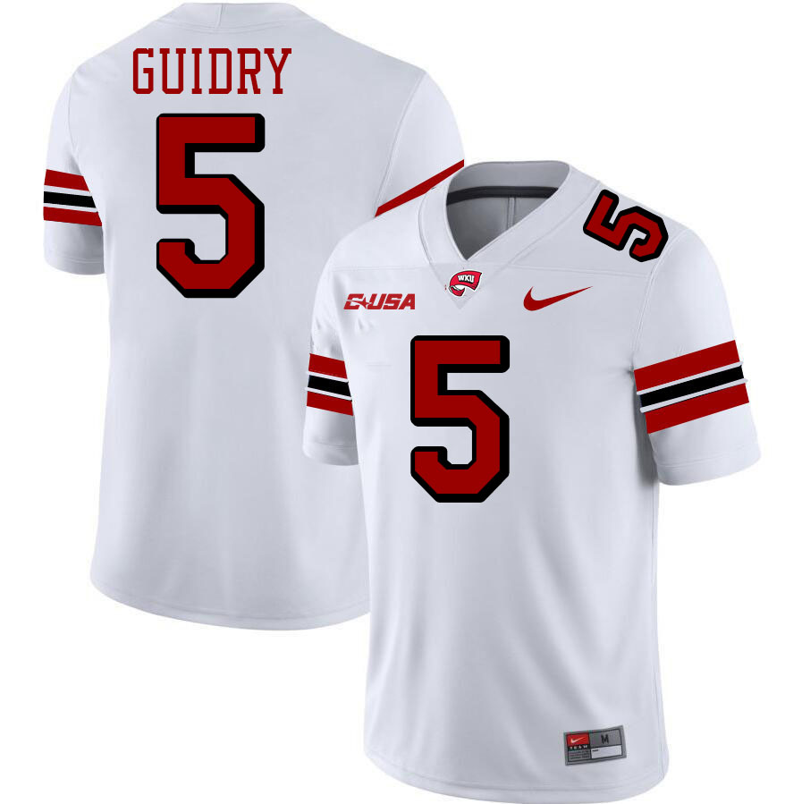 Western Kentucky Hilltoppers #5 Kylan Guidry College Football Jerseys Stitched-White